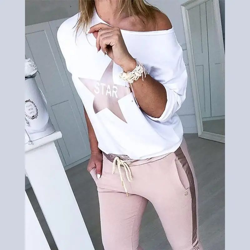 Popular European and American New Star Letter Printing Casual Set