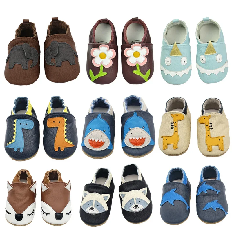 Autumn Baby Shoes Toddle Boys Girls Skid-Proof Shoe Soft Sheepskin Sneakers Fashion Animal Picture First Walker Moccasins 0-24M