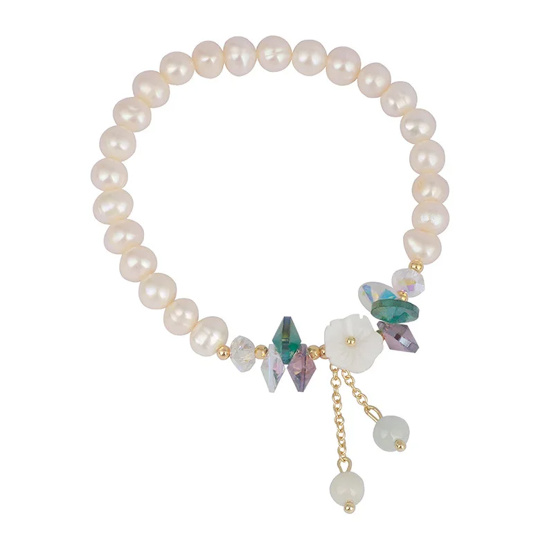 100% Natural Freshwater Pearl Elegant Colorful Crystal 14K Gold Filled Ladies Bracelet Promotion Jewelry For Women Cheap Gifts