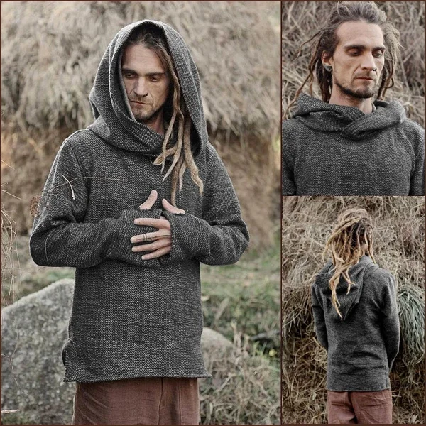 New Men's Fashion Thermal Long Sleeve Sweater Hoodies Vintage Hoodie Men