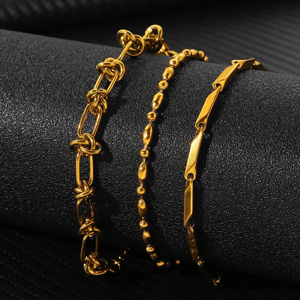 Stainless Steel Bracelet 3 Pieces Popular Creative Knotted Rhombic Chain Fine Bracelet For Women Jewelry Unusual Gift New Senior