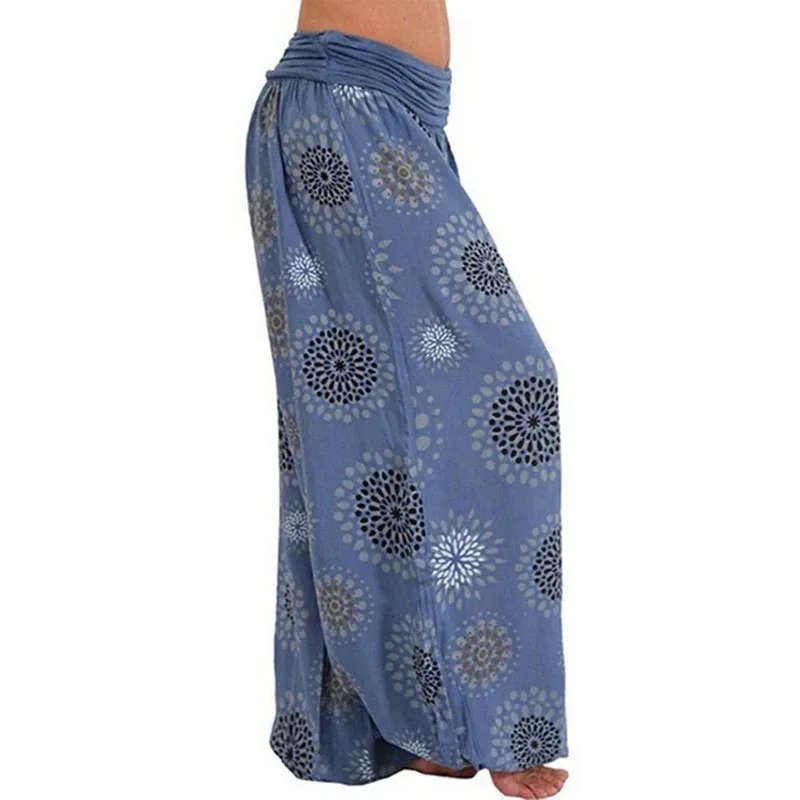 Women's Fashion Hot Selling Long Pants Harlan Casual PantsDigital Printing Long Wide Leg Pants Women's Yoga Long Pants