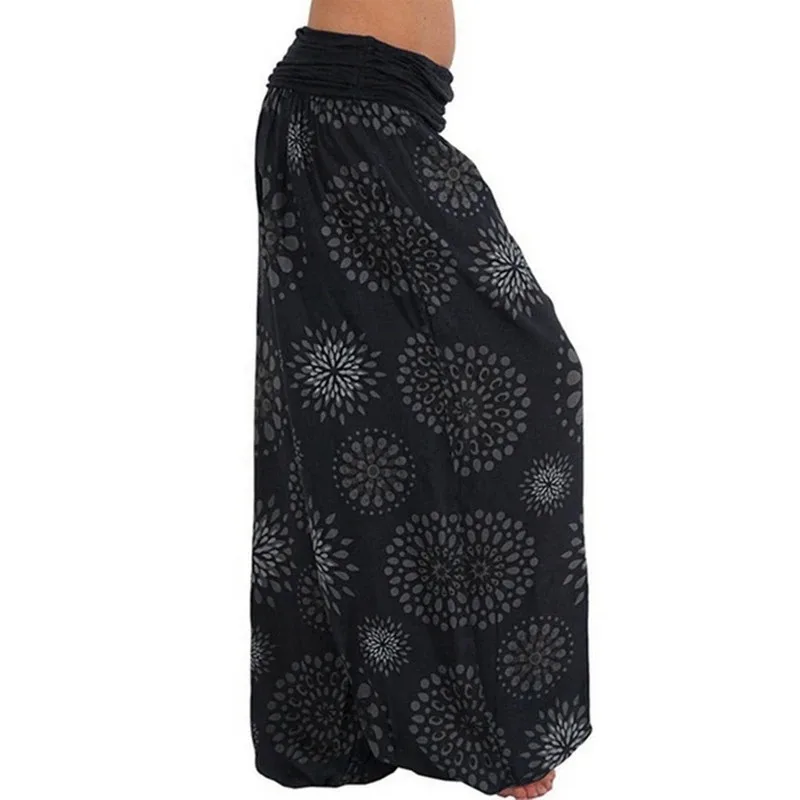 Women's Fashion Hot Selling Long Pants Harlan Casual PantsDigital Printing Long Wide Leg Pants Women's Yoga Long Pants