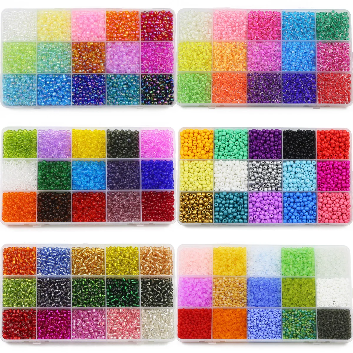 15 Grids Set Box 2 3 4mm Millet Beads Glass Loose Beads For Jewelry Making Diy Bracelets Necklace Hand Woven Decorative Supplies