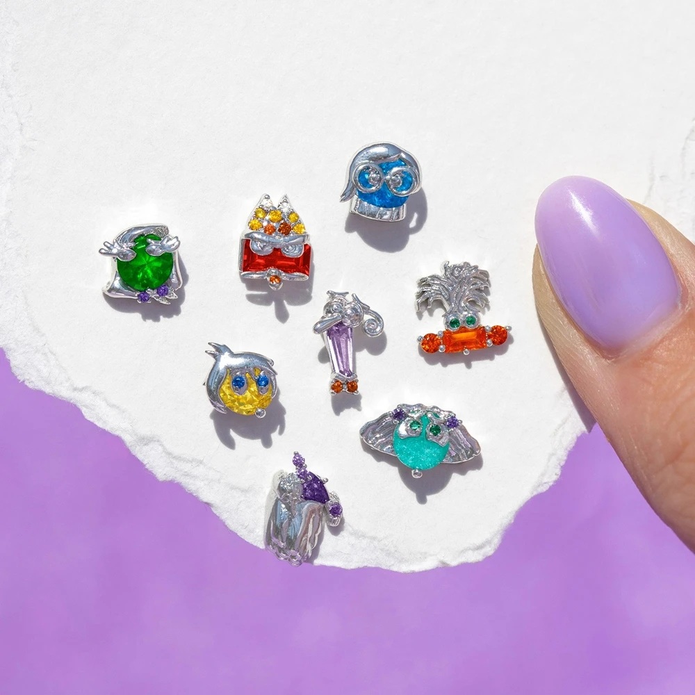 4pcs/set Mix and Match Sweet Cartoon Stud Earrings for Women Girls Multicolor Cubic Zircon Jewelry