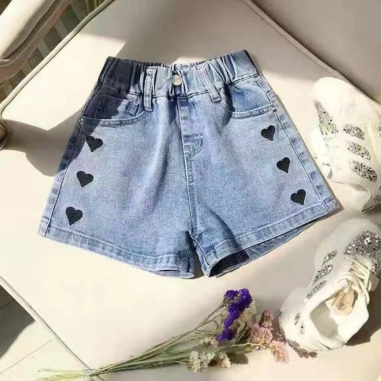 Baby Girl's Summer Cotton Denim Shorts Pants Toddler Kids Cute Swan Flower Soft Jeans for Teenager Girls Children Clothing