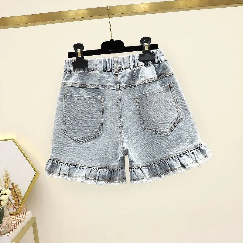 Baby Girl's Summer Cotton Denim Shorts Pants Toddler Kids Cute Swan Flower Soft Jeans for Teenager Girls Children Clothing