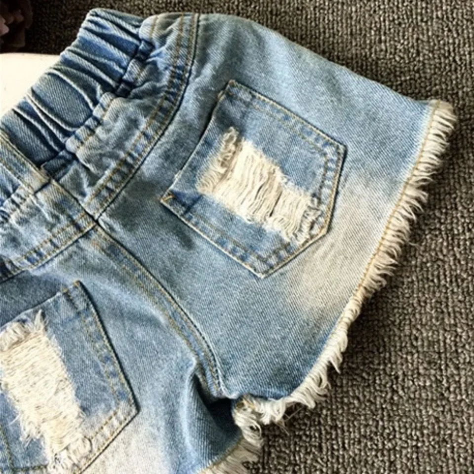 Baby Girl's Summer Cotton Denim Shorts Pants Toddler Kids Cute Swan Flower Soft Jeans for Teenager Girls Children Clothing