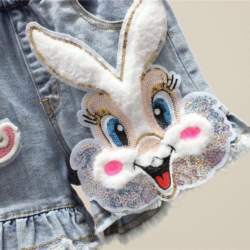 Baby Girl's Summer Cotton Denim Shorts Pants Toddler Kids Cute Swan Flower Soft Jeans for Teenager Girls Children Clothing