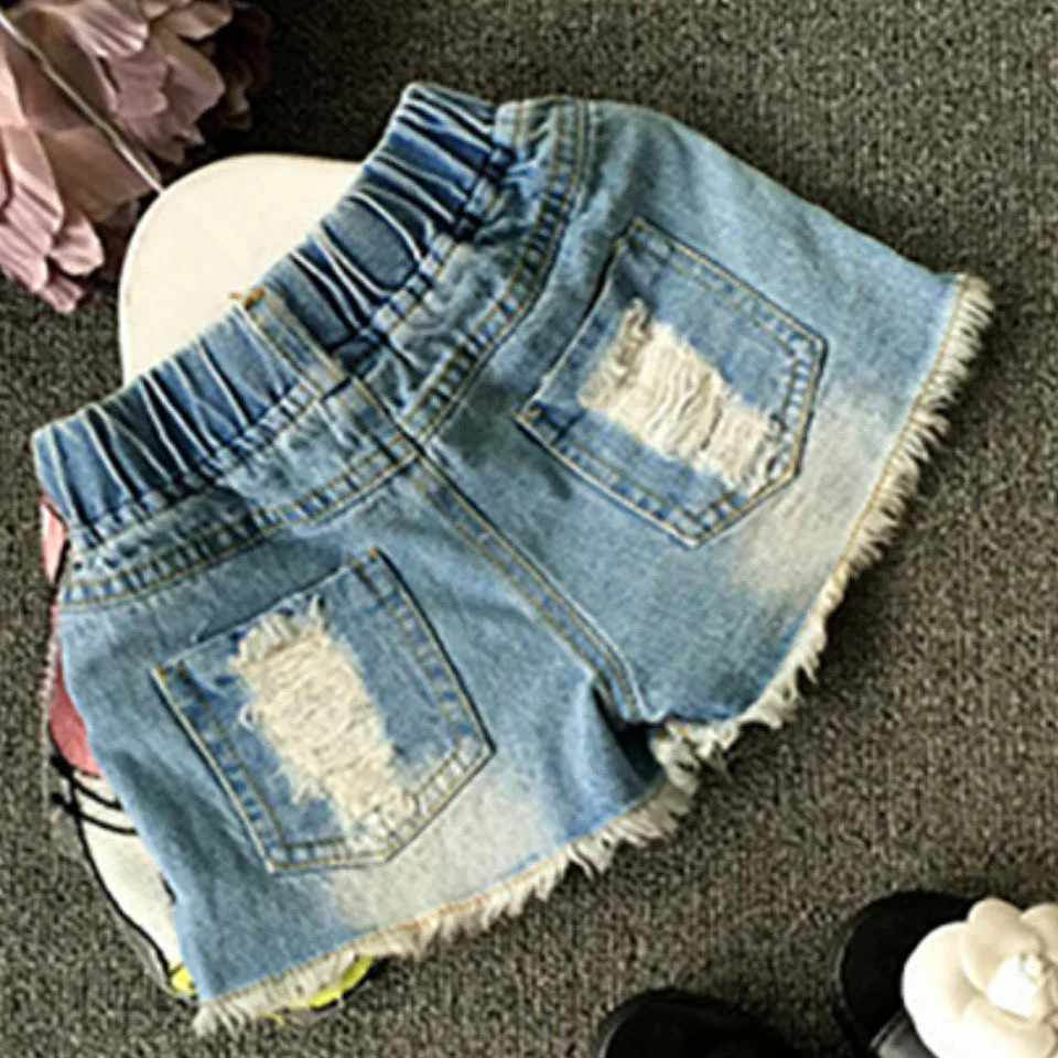 Baby Girl's Summer Cotton Denim Shorts Pants Toddler Kids Cute Swan Flower Soft Jeans for Teenager Girls Children Clothing