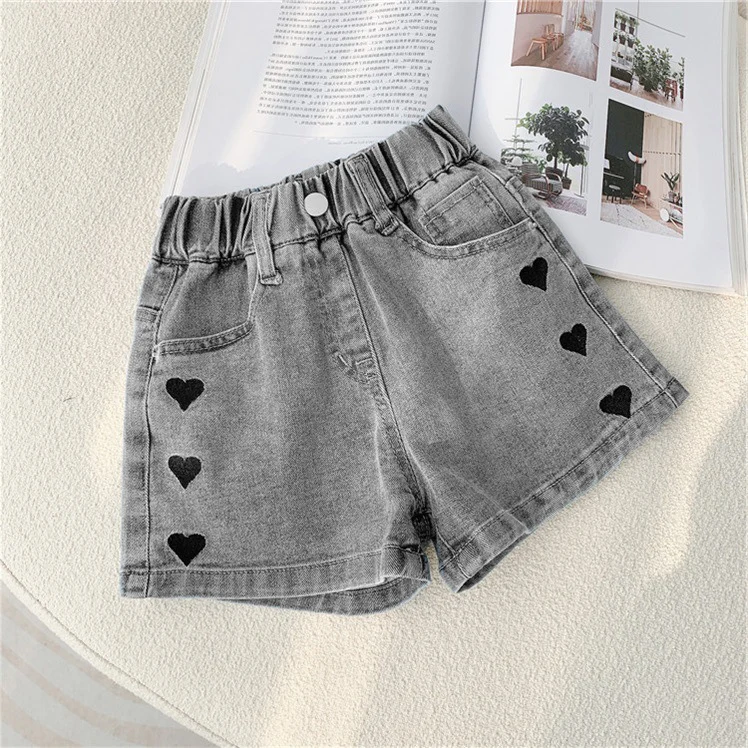 Baby Girl's Summer Cotton Denim Shorts Pants Toddler Kids Cute Swan Flower Soft Jeans for Teenager Girls Children Clothing