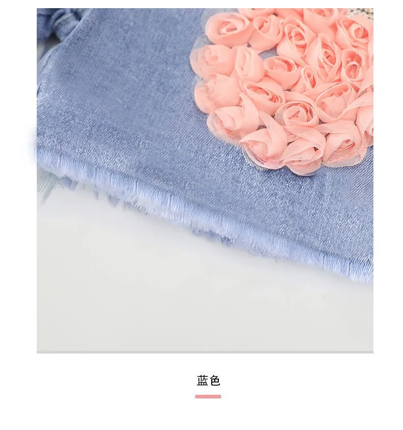Baby Girl's Summer Cotton Denim Shorts Pants Toddler Kids Cute Swan Flower Soft Jeans for Teenager Girls Children Clothing
