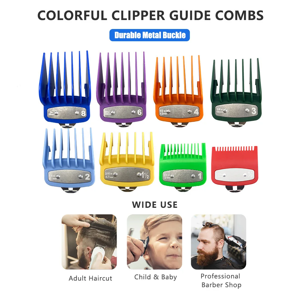 8PC Professional Universal Hair Clipper Limit Guide Comb With Box For Wahl Trimmer Cutting Guide Combs Barber Salon Accessories