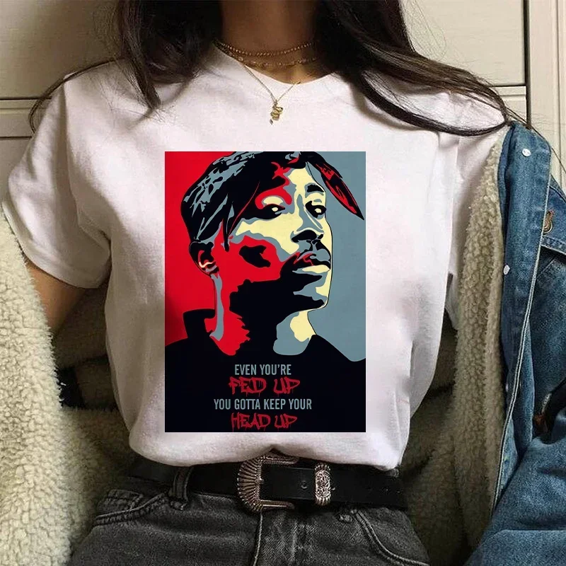 TUPAC Streetwear Harajuku T Shirts Women Harajuku Top Tees Female T-shirt Hip Hop Rapper Graphic Printed Casual Tshirt Clothes