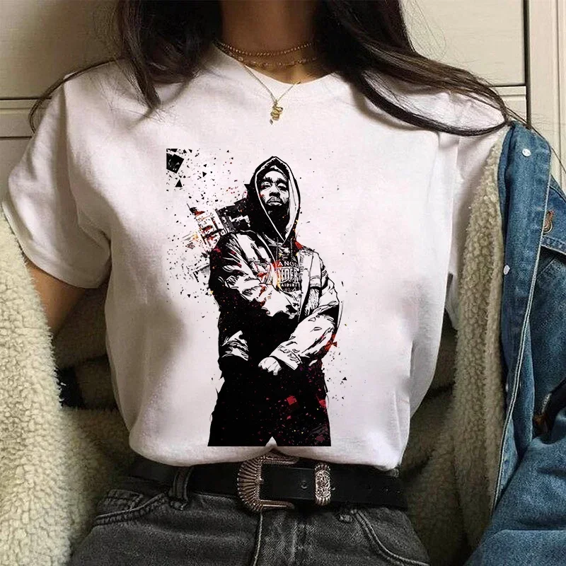 TUPAC Streetwear Harajuku T Shirts Women Harajuku Top Tees Female T-shirt Hip Hop Rapper Graphic Printed Casual Tshirt Clothes