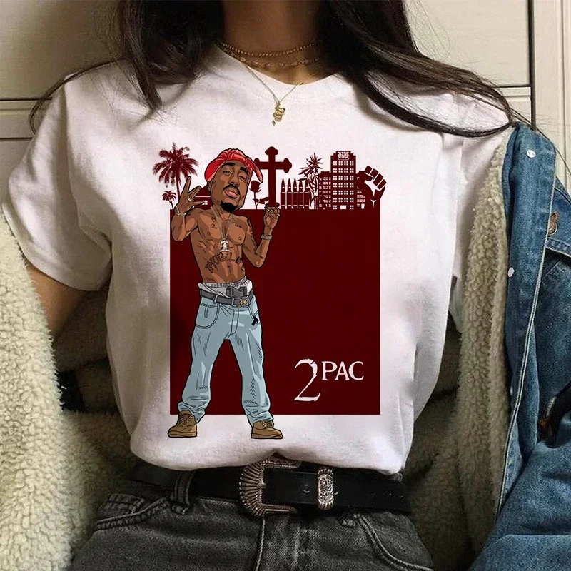 TUPAC Streetwear Harajuku T Shirts Women Harajuku Top Tees Female T-shirt Hip Hop Rapper Graphic Printed Casual Tshirt Clothes