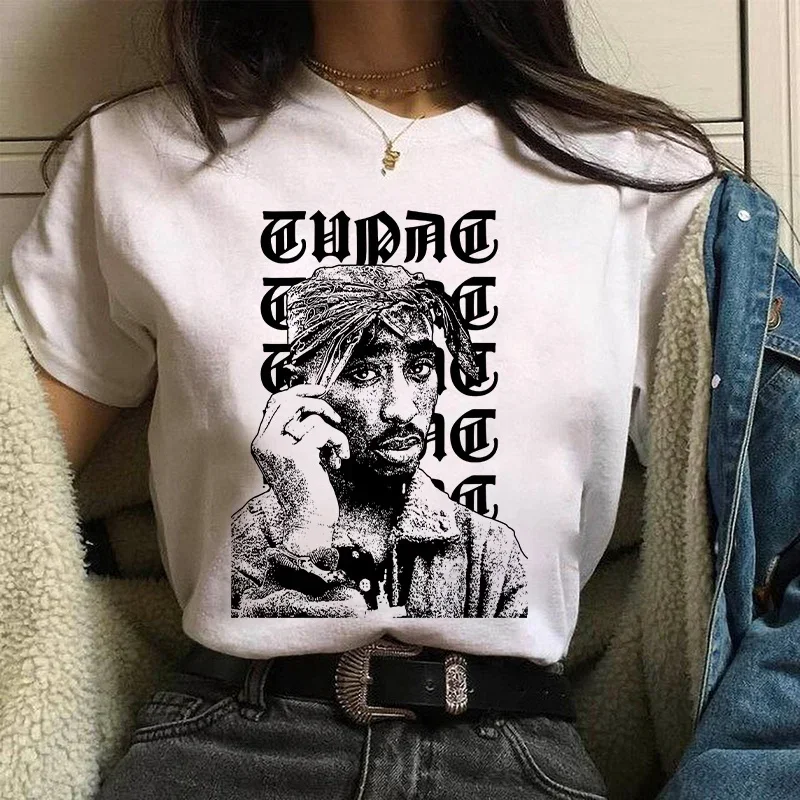 TUPAC Streetwear Harajuku T Shirts Women Harajuku Top Tees Female T-shirt Hip Hop Rapper Graphic Printed Casual Tshirt Clothes