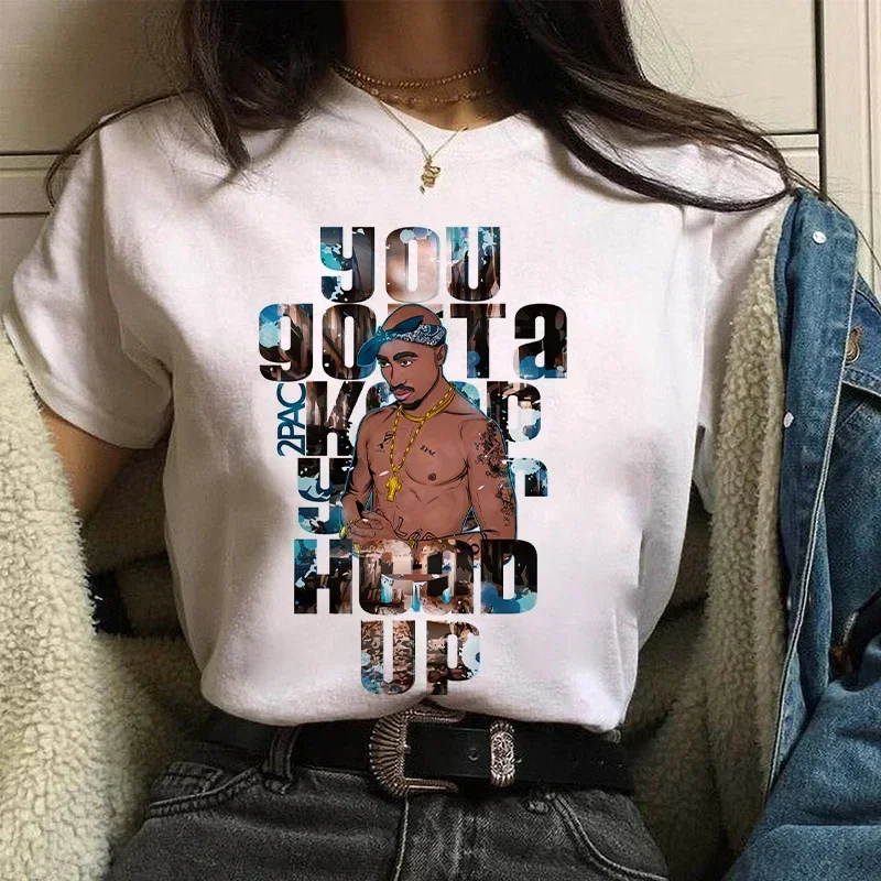 TUPAC Streetwear Harajuku T Shirts Women Harajuku Top Tees Female T-shirt Hip Hop Rapper Graphic Printed Casual Tshirt Clothes