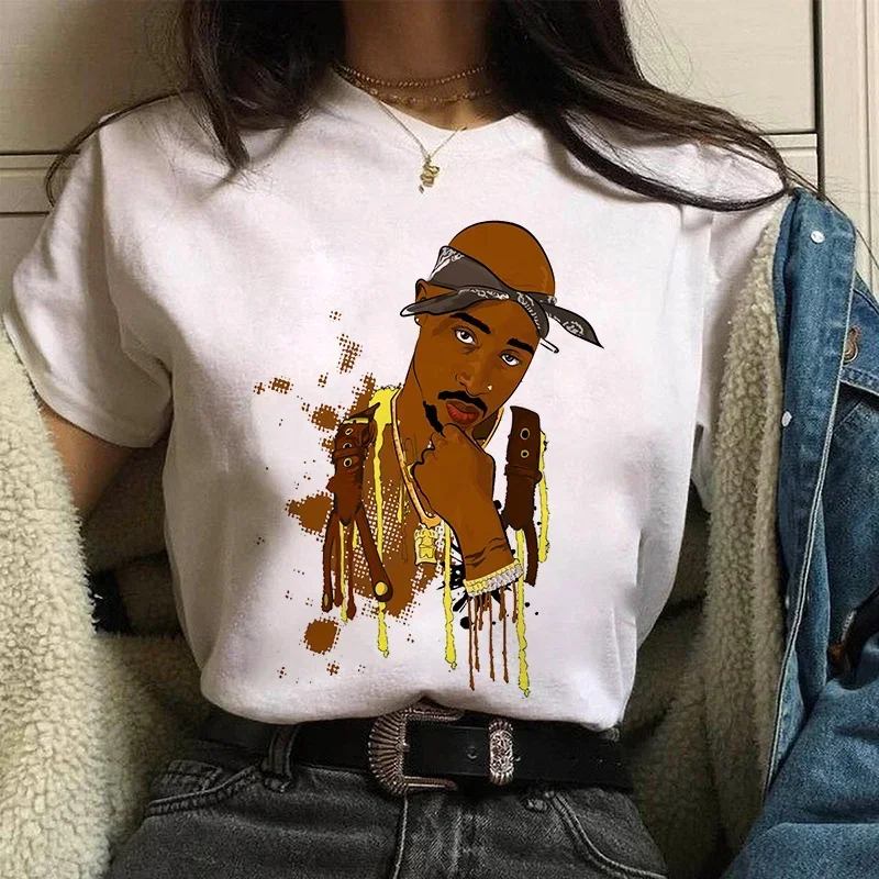TUPAC Streetwear Harajuku T Shirts Women Harajuku Top Tees Female T-shirt Hip Hop Rapper Graphic Printed Casual Tshirt Clothes