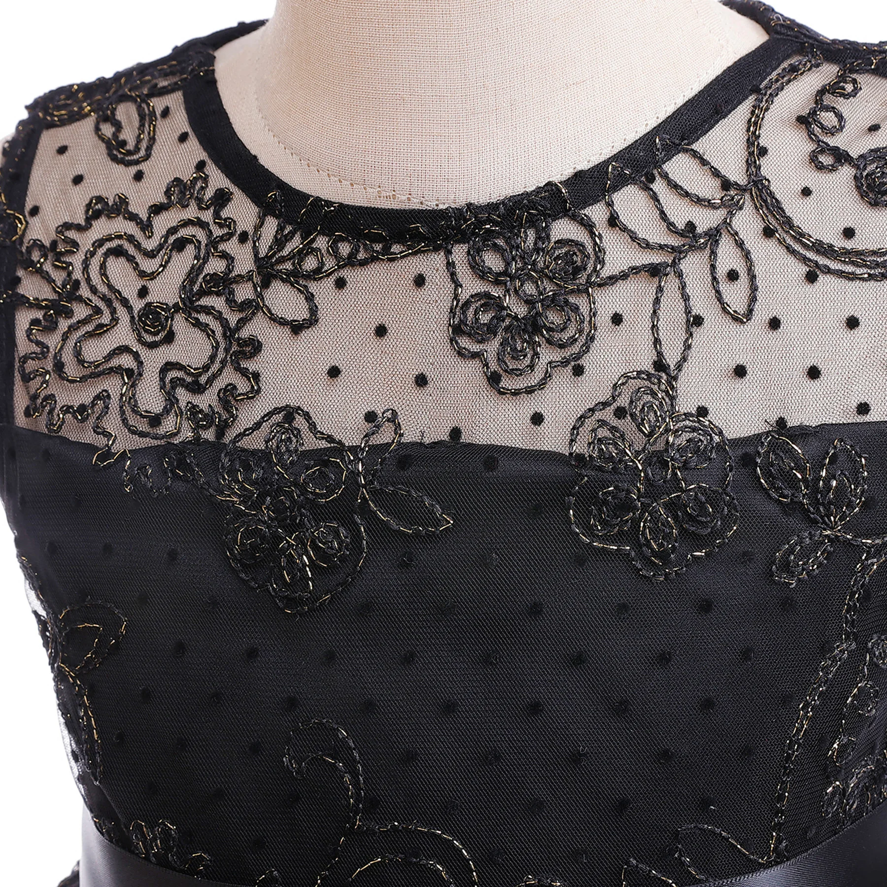 Girls New Wednesday Black Lace Hollow Sleeveless Gothic Mesh Dress Halloween Christmas Makeup Ball Cosplay Dress
