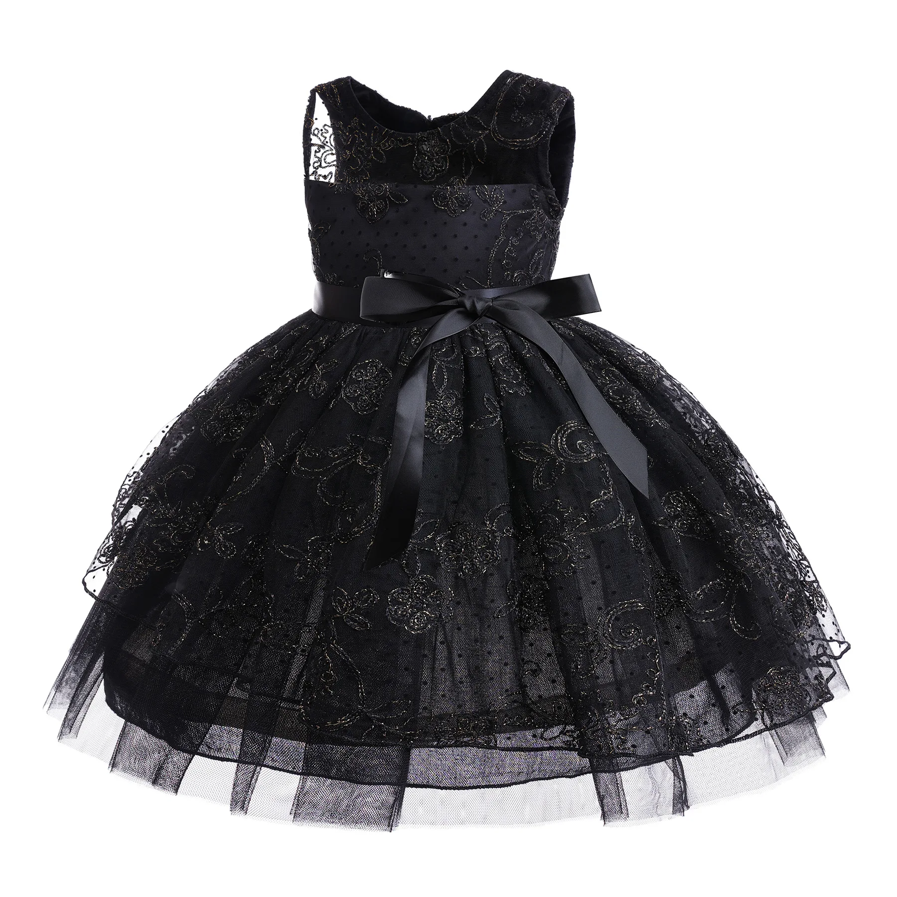 Girls New Wednesday Black Lace Hollow Sleeveless Gothic Mesh Dress Halloween Christmas Makeup Ball Cosplay Dress