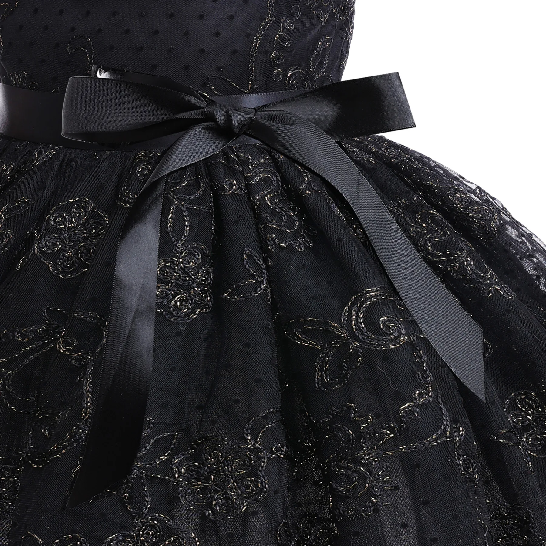 Girls New Wednesday Black Lace Hollow Sleeveless Gothic Mesh Dress Halloween Christmas Makeup Ball Cosplay Dress