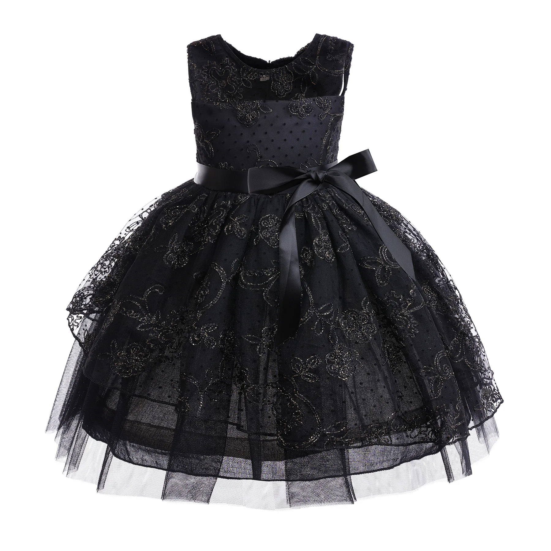 Girls New Wednesday Black Lace Hollow Sleeveless Gothic Mesh Dress Halloween Christmas Makeup Ball Cosplay Dress
