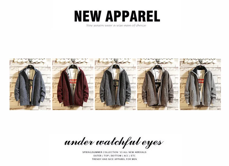 Autumn and Winter New Fleece Thicken Large Size Casual Loose Sweater Men's Jacket Stand-up Collar Cardigans