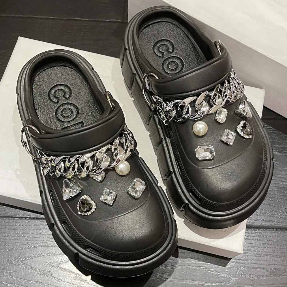 6cm DIY Platform Slippers Summer Women's Sandals Wedges Ladies Outdoor Clogs Thick Street Beach Slides Girls Garden Shoes