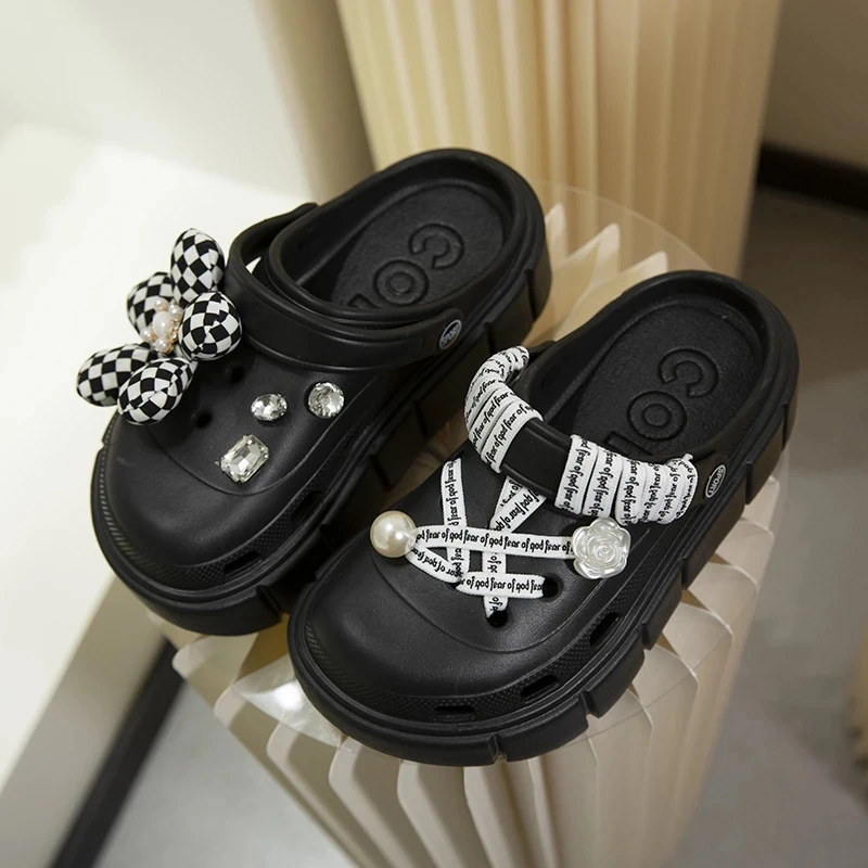 6cm DIY Platform Slippers Summer Women's Sandals Wedges Ladies Outdoor Clogs Thick Street Beach Slides Girls Garden Shoes