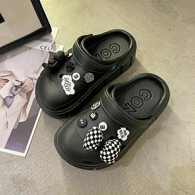 6cm DIY Platform Slippers Summer Women's Sandals Wedges Ladies Outdoor Clogs Thick Street Beach Slides Girls Garden Shoes