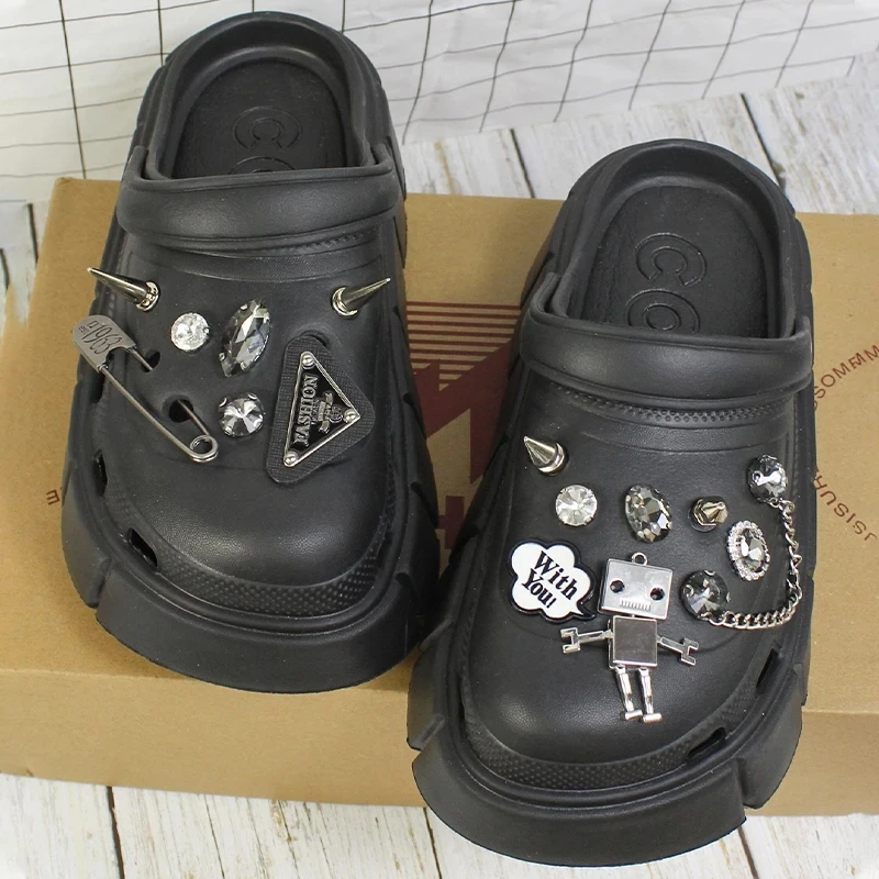 6cm DIY Platform Slippers Summer Women's Sandals Wedges Ladies Outdoor Clogs Thick Street Beach Slides Girls Garden Shoes