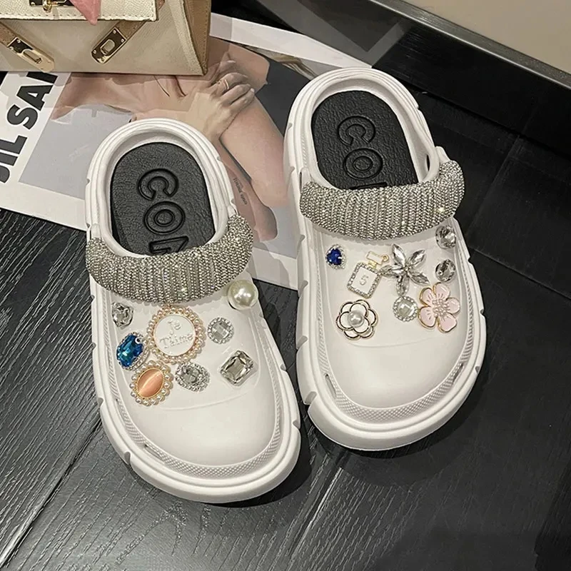 6cm DIY Platform Slippers Summer Women's Sandals Wedges Ladies Outdoor Clogs Thick Street Beach Slides Girls Garden Shoes