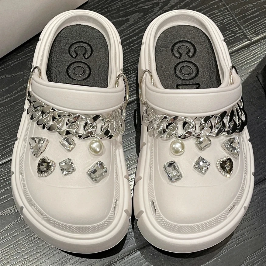 6cm DIY Platform Slippers Summer Women's Sandals Wedges Ladies Outdoor Clogs Thick Street Beach Slides Girls Garden Shoes