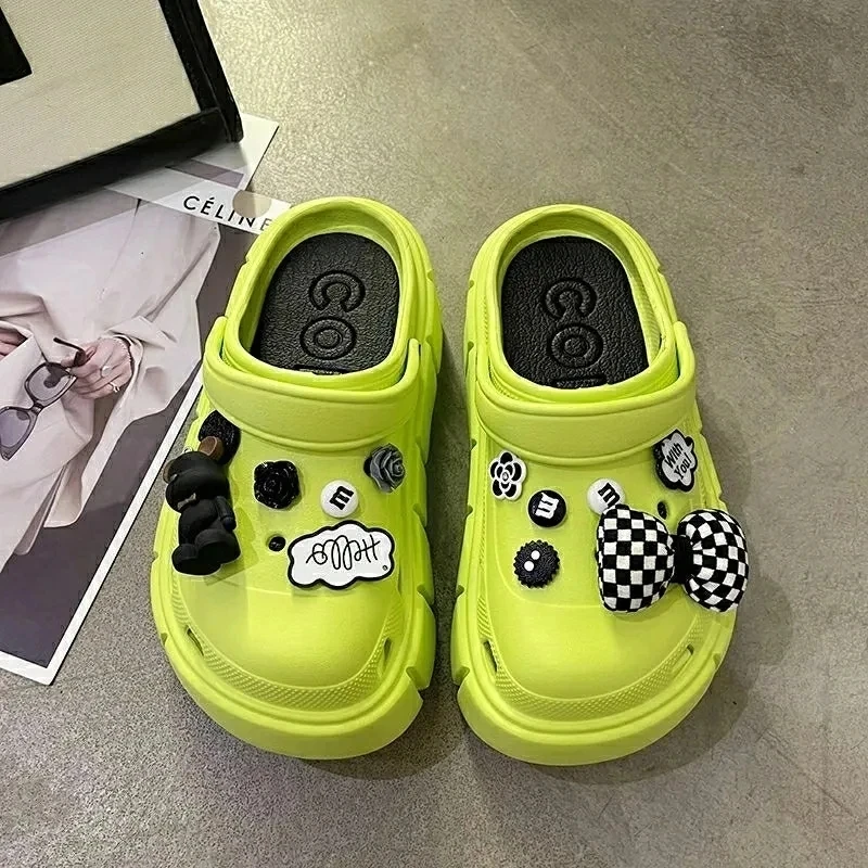 6cm DIY Platform Slippers Summer Women's Sandals Wedges Ladies Outdoor Clogs Thick Street Beach Slides Girls Garden Shoes
