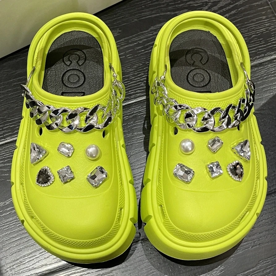 6cm DIY Platform Slippers Summer Women's Sandals Wedges Ladies Outdoor Clogs Thick Street Beach Slides Girls Garden Shoes