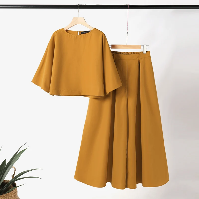 Fashion Summer 3/4 Sleeve Blouse Trousers Suits ZANZEA Stylish Women Wide Leg Pants Sets 2PCS Casual Outifits Work OL Tracksuit