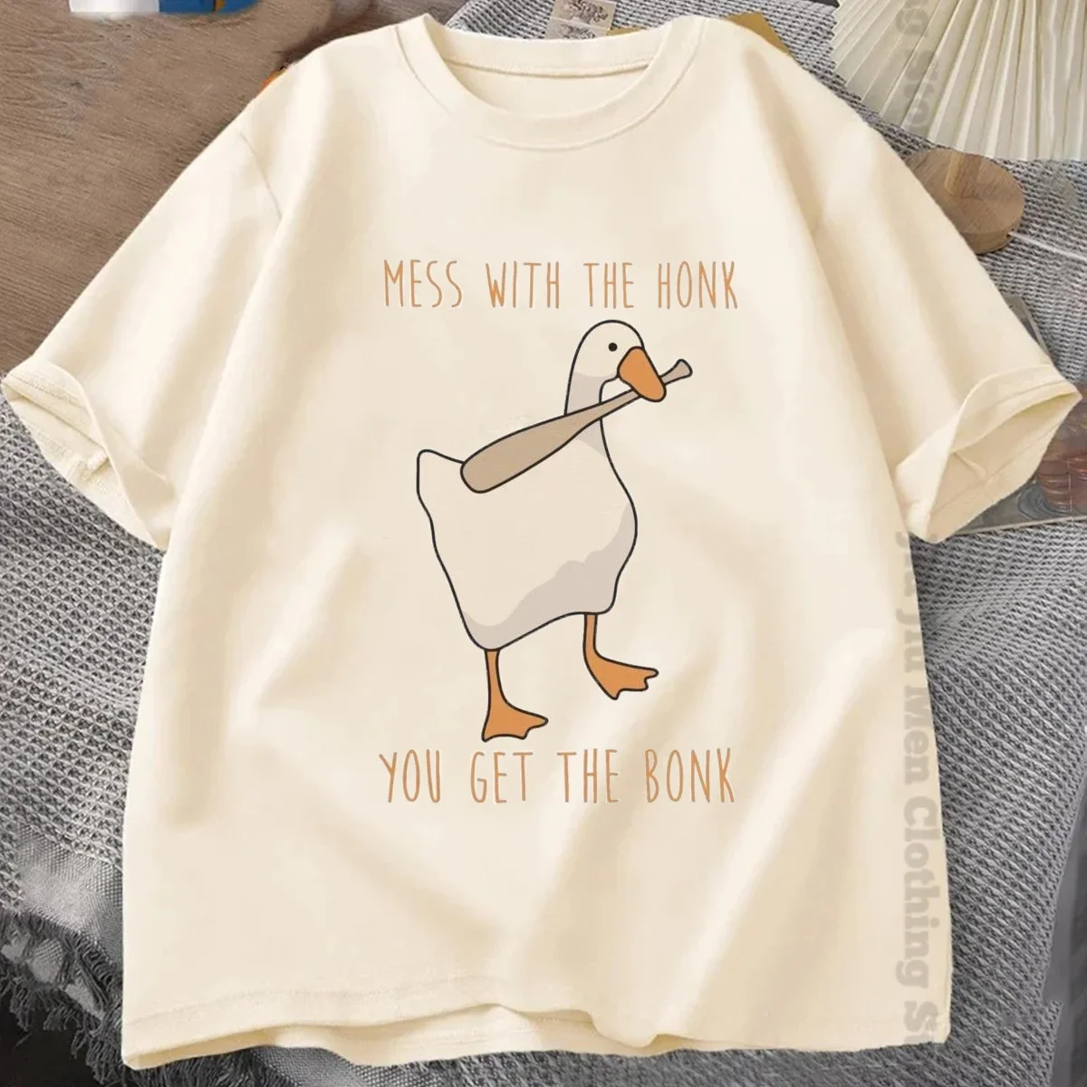Summer Fashion Men TShirts Funny Untitled Goose Game Tops Men Women Cotton Loose Tee Mess With The Honk You Get The Bonk T-shirt