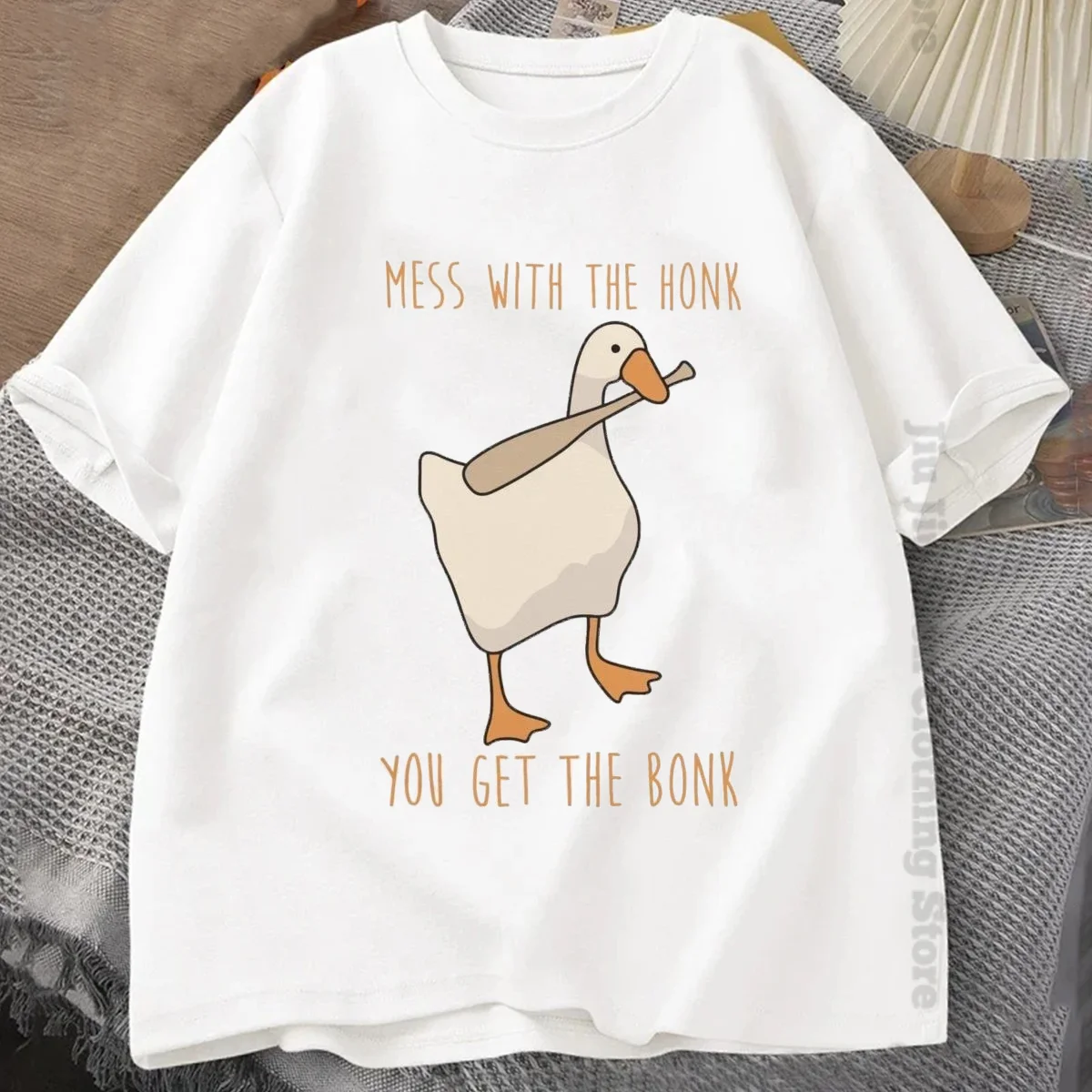 Summer Fashion Men TShirts Funny Untitled Goose Game Tops Men Women Cotton Loose Tee Mess With The Honk You Get The Bonk T-shirt