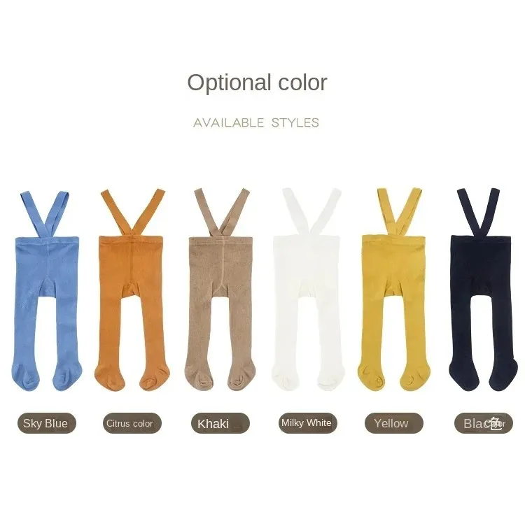 Cute Spring Knitted Tights For Newborn Baby Boys And Girls Solid Pantyhose Casual Suspender Tights Infant Toddler Strap Leggings