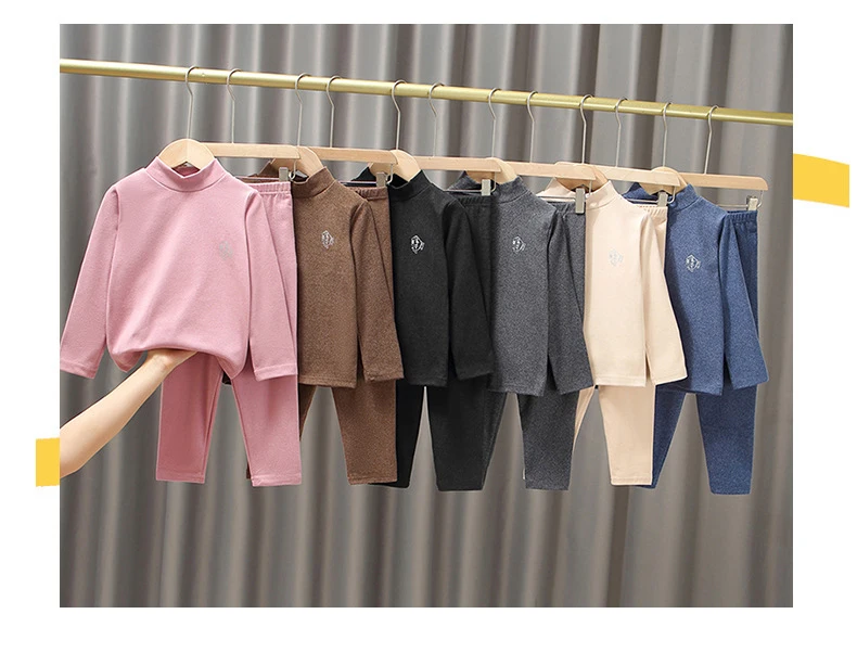 3-14 Years Kids Clothing Sets Autumn Winter Thermal Underwear Suit Girls Boys Pajama Sets Teens Clothes No Trace Warm Sleepwear