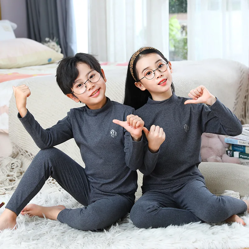 3-14 Years Kids Clothing Sets Autumn Winter Thermal Underwear Suit Girls Boys Pajama Sets Teens Clothes No Trace Warm Sleepwear