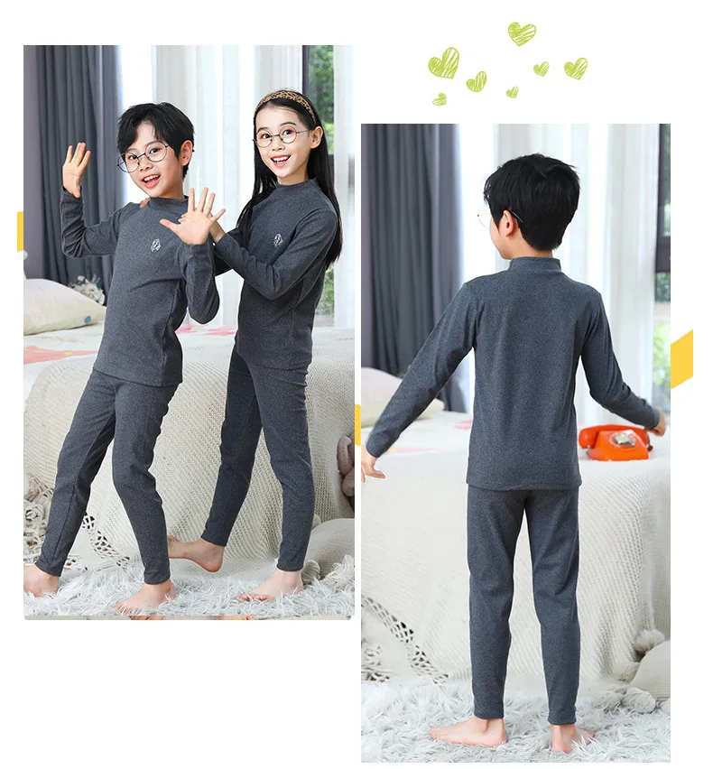 3-14 Years Kids Clothing Sets Autumn Winter Thermal Underwear Suit Girls Boys Pajama Sets Teens Clothes No Trace Warm Sleepwear