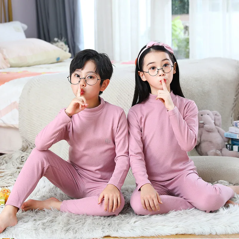 3-14 Years Kids Clothing Sets Autumn Winter Thermal Underwear Suit Girls Boys Pajama Sets Teens Clothes No Trace Warm Sleepwear