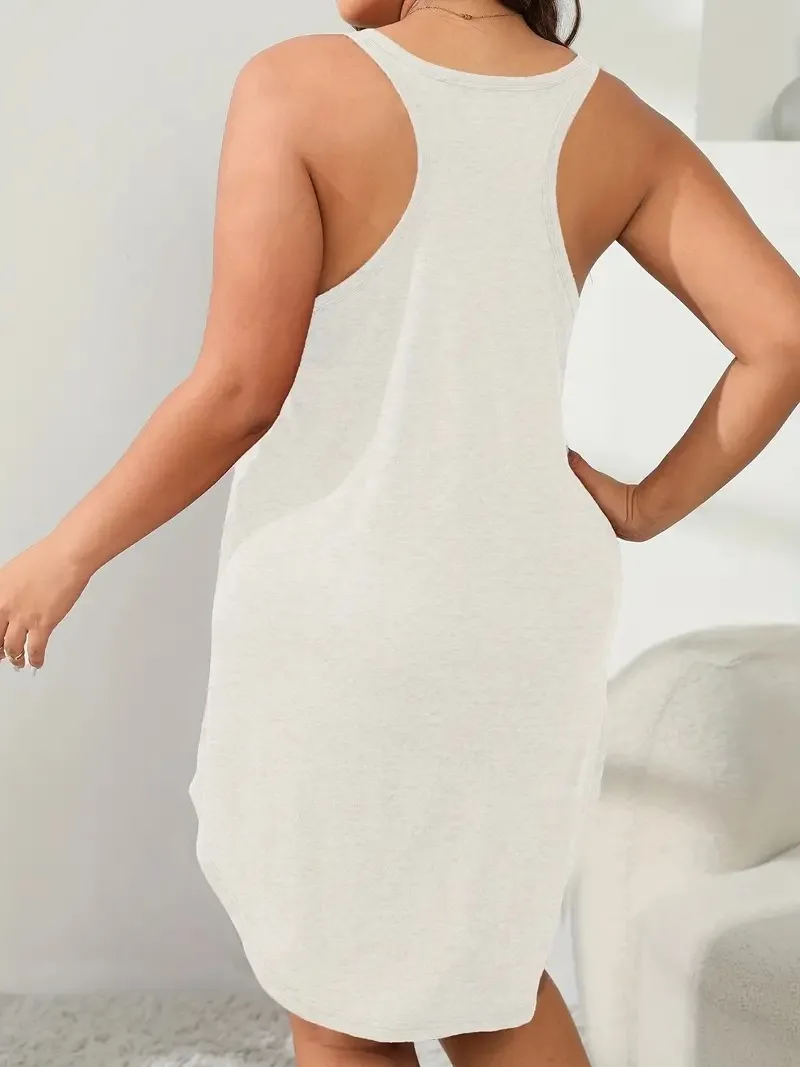 Women's Plus Size 1XL-5XL Basic Loungewear U-Neck Sleeveless Dress A-line Solid Color Casual Beach Dress Party Dress