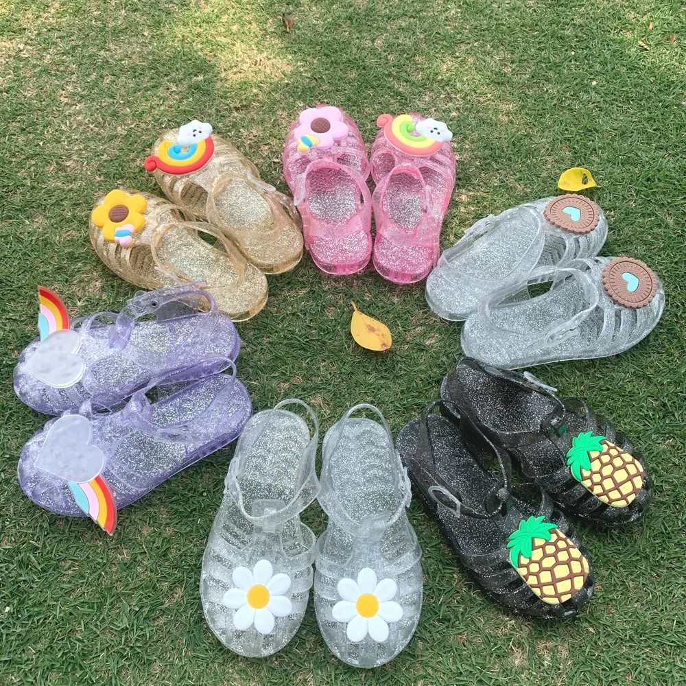 Girls Sandals Summer Child Shoes Baotou Model Breathable Flower Figure Toddler Casual Sandals Outdoor Walking Kids Flat Shoes