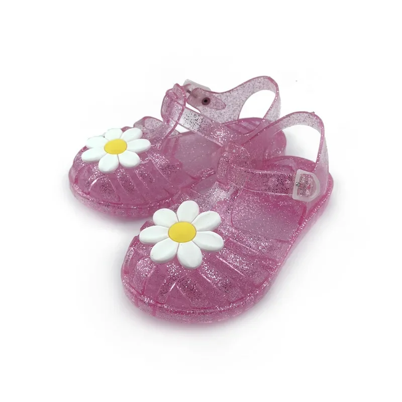 Girls Sandals Summer Child Shoes Baotou Model Breathable Flower Figure Toddler Casual Sandals Outdoor Walking Kids Flat Shoes