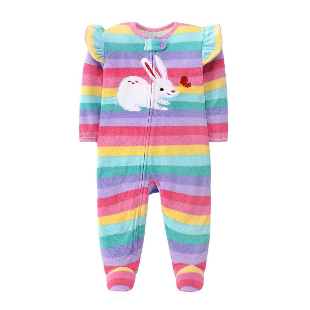 Baby Rompers Spring Autumn Clothes Zipper Fleece Boy Girl Pajamas Newborn Outfit Animal Jumpsuit Infants Clothing 0 -12 Months