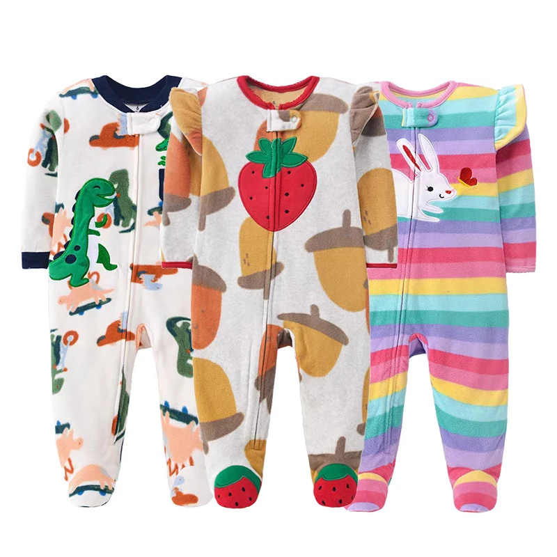 Baby Rompers Spring Autumn Clothes Zipper Fleece Boy Girl Pajamas Newborn Outfit Animal Jumpsuit Infants Clothing 0 -12 Months