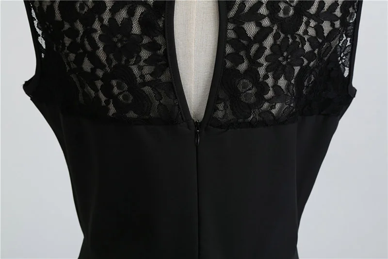 Blue Lace Patchwork Summer Dress Women Elegant Vintage Party Dress Casual Office Ladies Work Dress